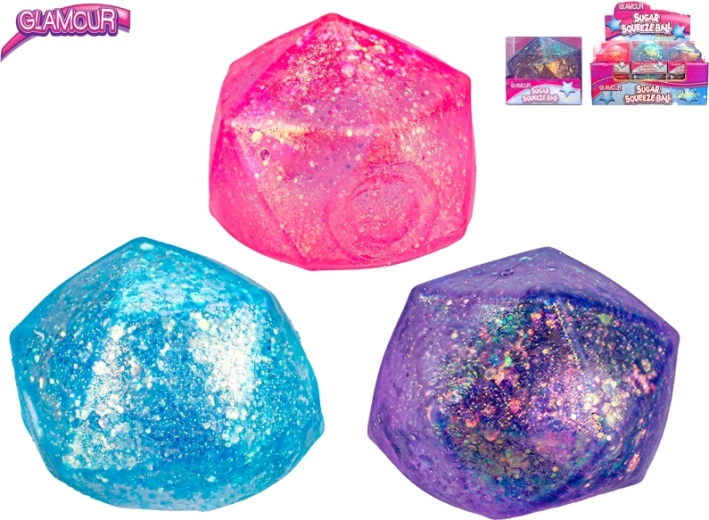 Balle antistress scintillante en forme de diamant avec slime - 1 pièce