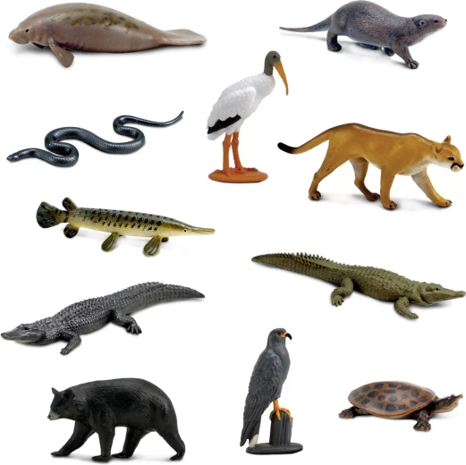11 mini figurines d’animaux des Everglades