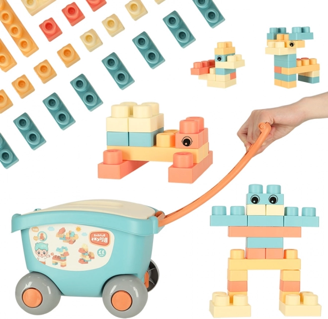 Blocs de construction dans un chariot de rangement avec couvercle 32 pièces