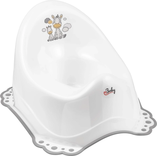 Maltex pot avec antidérapant et musique Zèbre, blanc/gris