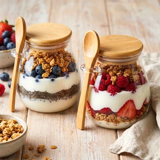 Set pratique de 2 pots avec cuillères