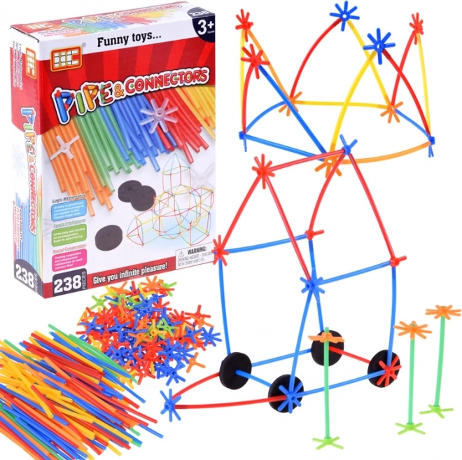 Jeu de construction avec pailles colorées et connecteurs, 238 pièces