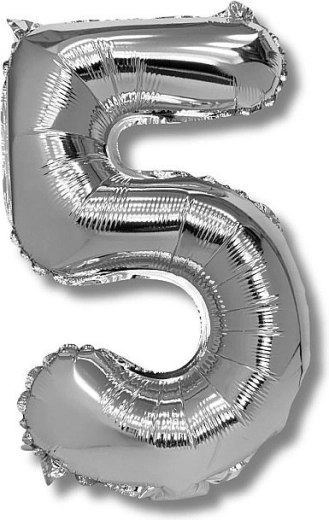 Ballon en aluminium chiffre 5, 40 cm, argenté