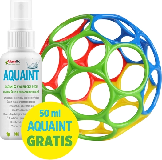 Hochet Oball Rattle 10 cm bleu + eau nettoyante écologique Aquaint 50 ml