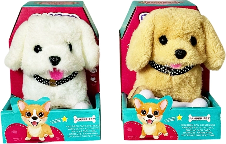 Petit chien en peluche interactif qui marche et remue la tête et la queue