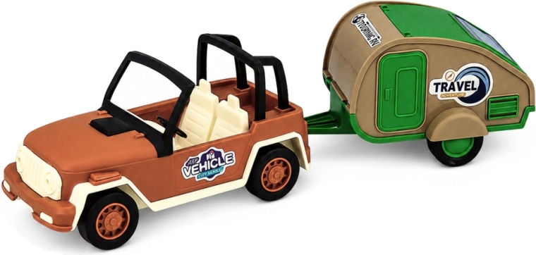 Ensemble de voyage réaliste : voiture + caravane
