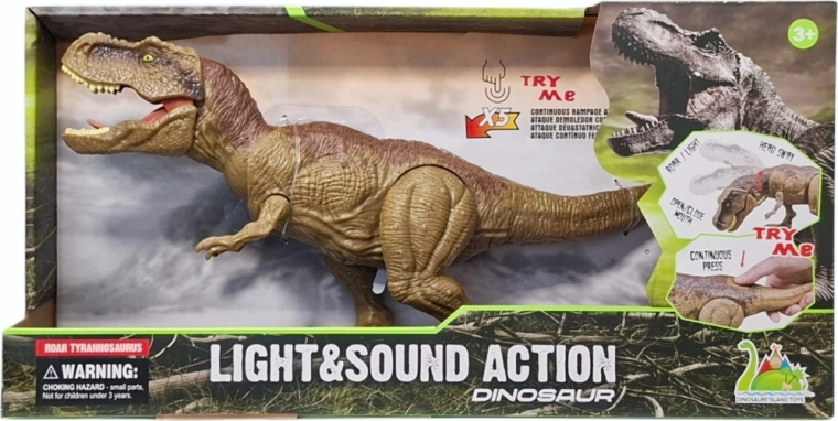 Dinosaure Tyrannosaurus rex avec effet de fumée, lumières et sons