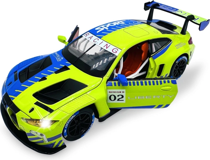 Modèle métallique BMW M4 GT3 à l'échelle 1:24 avec lumières et sons