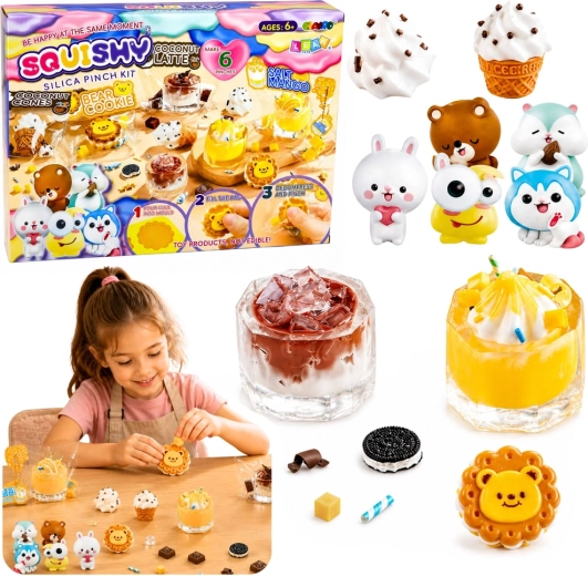Kit créatif DIY pour fabriquer des squishies de gourmandises et de boissons