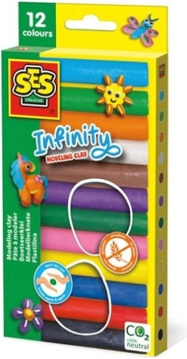 SES Pâte à modeler Infinity 12 couleurs 180 g