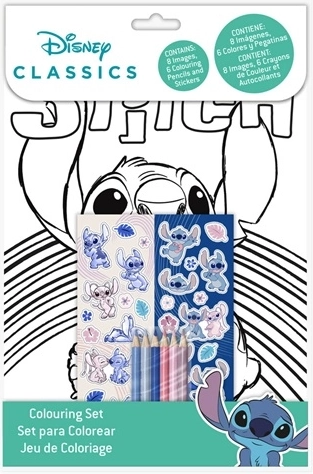 Stitch – set de coloriage avec crayons de couleur et autocollants