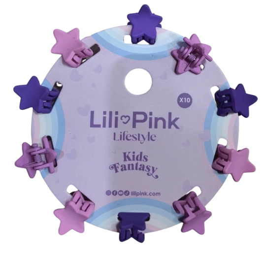 PINK lot de mini pinces à cheveux étoile violette et rose (10 pcs)