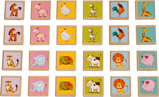 Lucy & Leo mémo en bois Animaux (24 cartes)