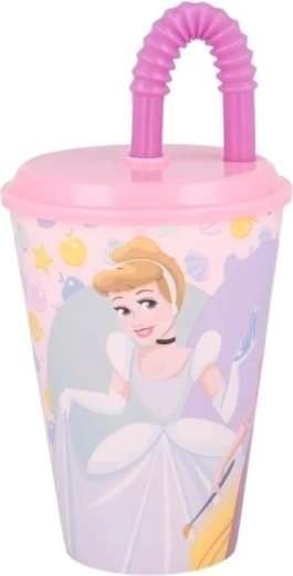Gobelet en plastique avec couvercle et paille Princesses