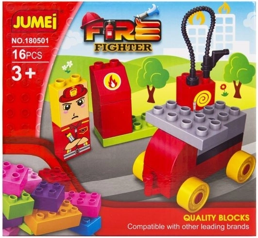 Jeu de construction Jumei 3+ caserne de pompiers 16 pièces 20 × 19 cm - 1 pièce