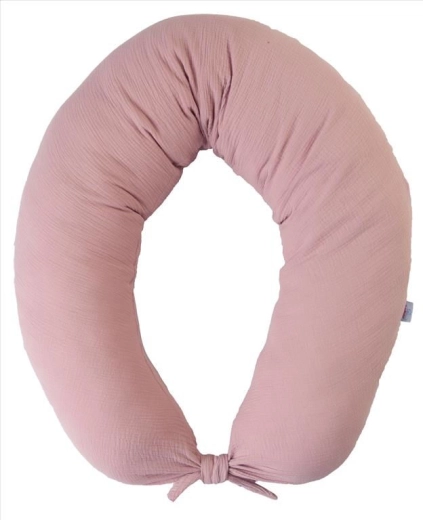 BabyMatex coussin de grossesse et d’allaitement en mousseline Moon 260 cm vieux rose