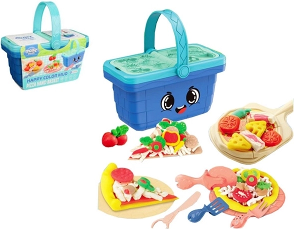 Kit créatif avec pâte à modeler dans un panier de pique-nique