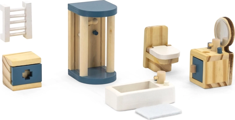 Mobilier en bois pour maison de poupées PolarB – salle de bains