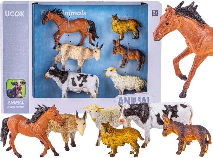 Ensemble de figurines réalistes d’animaux de la ferme – 6 pièces