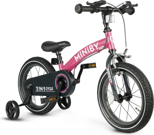 Qplay Miniby 3en1 vélo enfant 14" rose
