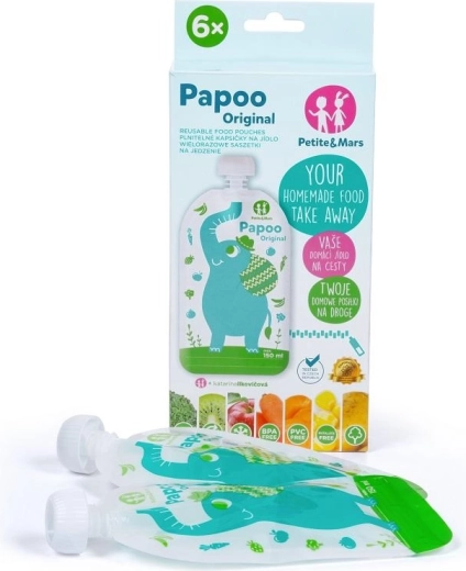 Petite&Mars sachets alimentaires réutilisables Papoo Lion 150 ml, 6 pcs