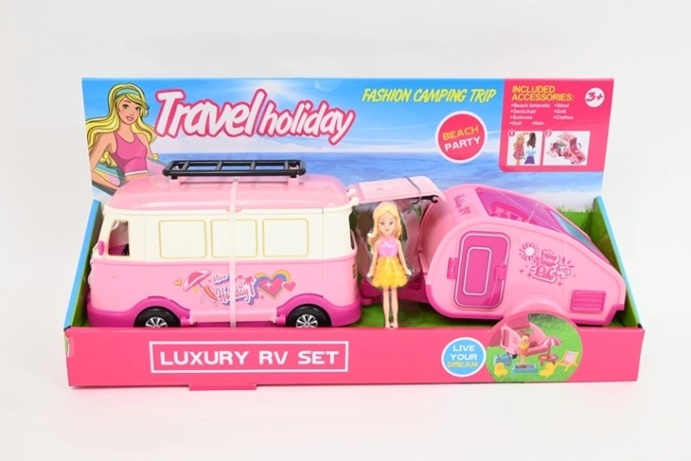 Voiture de camping avec poupée
