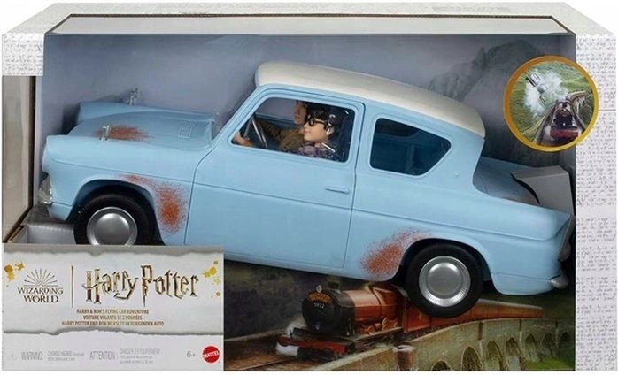 Set de collection Harry Potter : Ford Anglia volante avec les figurines Harry Potter et Ron Weasley