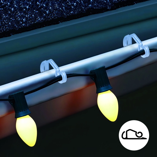 Crochets doubles transparents pour gouttière - lot de 50 pièces