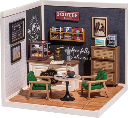 Robotime mini café – miniaturisation DIY avec éclairage LED