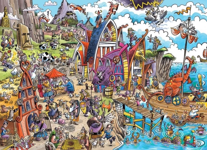 Puzzle COBBLE HILL DOODLETOWN : village viking – 1000 pièces