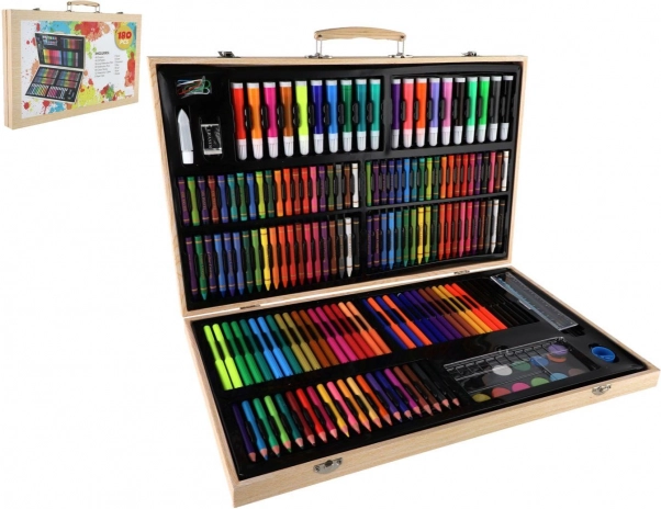 Ensemble créatif de peinture 180 pcs dans une mallette en bois 47 × 30 × 4,5 cm