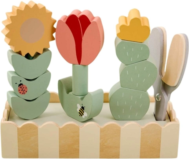 Jabadabado ensemble créatif de fleurs en bois avec ciseaux de jardinage