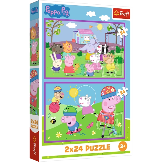 Puzzle 2x24 Peppa à l’aire de jeux - Peppa Pig