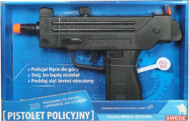 Jouet pistolet de police avec sons et module vocal polonais
