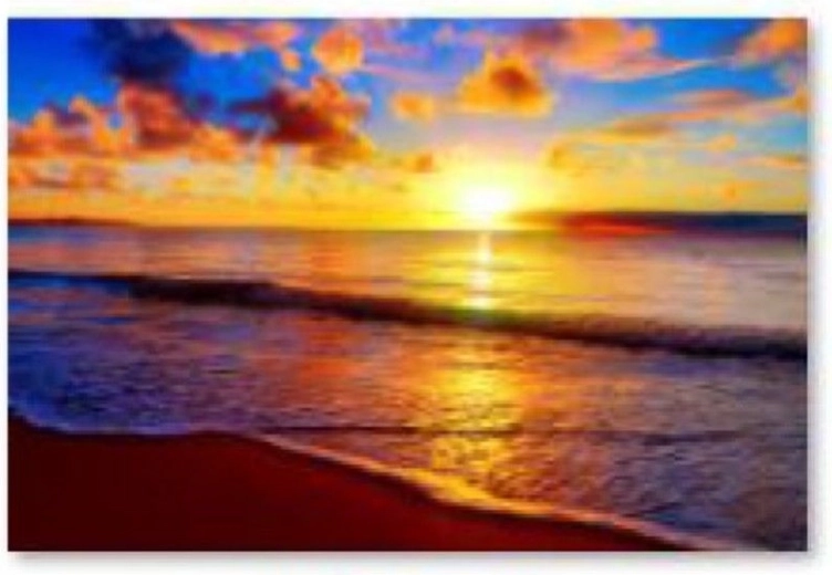 Mosaïque diamant (diamond painting) coucher de soleil sur la plage 40 × 30 cm