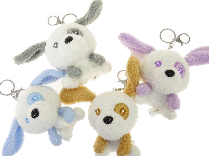 Porte-clés en peluche chien 12 cm - 1 pièce