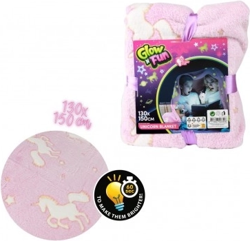 Couverture peluche lumineuse avec licornes 130 × 150 cm rose
