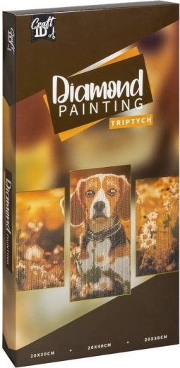 peinture diamant sur cadre chien – triptyque 40 × 20 cm + 30 × 20 cm