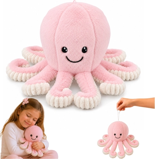 Peluche pieuvre – jouet en peluche rose avec tentacules élastiques 30 cm