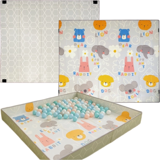 3-en-1 : tapis, parc et piscine à balles