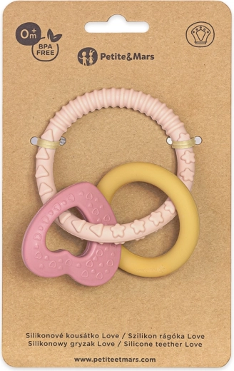 Anneau de dentition en silicone Love Cute Pink PETITE&MARS