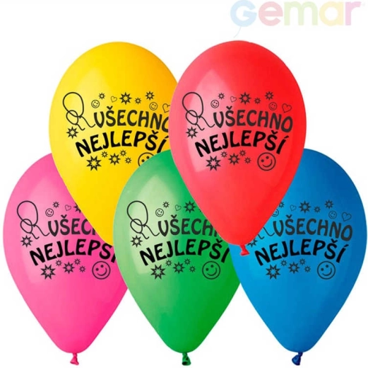 Ballon en latex Gemar avec impression « Tout le meilleur » 26 cm - 1 pièce
