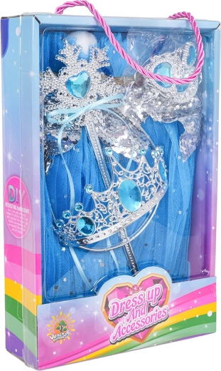 Coffret princesse pour enfant avec jupe bleue et accessoires