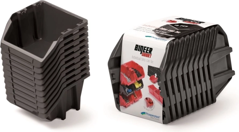 Lot de boîtes de rangement Bineer Short, 10 pcs, 288 × 158 × 187 mm, noir