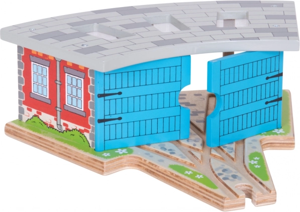 Bigjigs Rail dépôt triple avec portes pour circuits de trains en bois