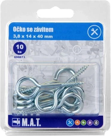 Œillet fermé avec filetage 40 × 14 × 3,8 mm, zingué (10 pcs)