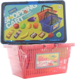 Panier d'achat avec fruits et produits alimentaires