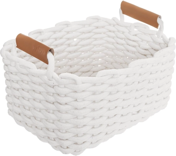 Panier de rangement Skandi en coton, blanc 30 × 23 × 20,5 cm