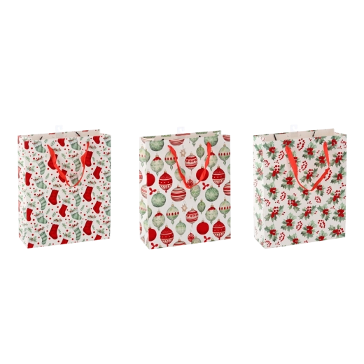 Sac-cadeau de Noël Świąteczne Symbole 18 × 24 × 8 cm, lot de 12 pcs