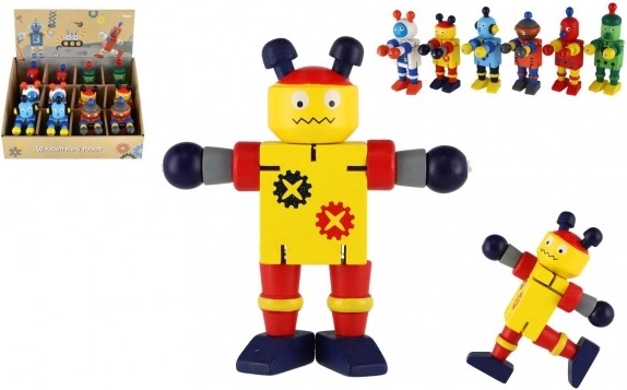 Robot en bois 12 cm – lot de 6 modèles colorés